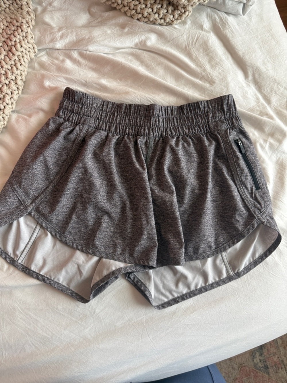 lululemon athletica Gray Layered Athletic Shorts with Zipper Pocket